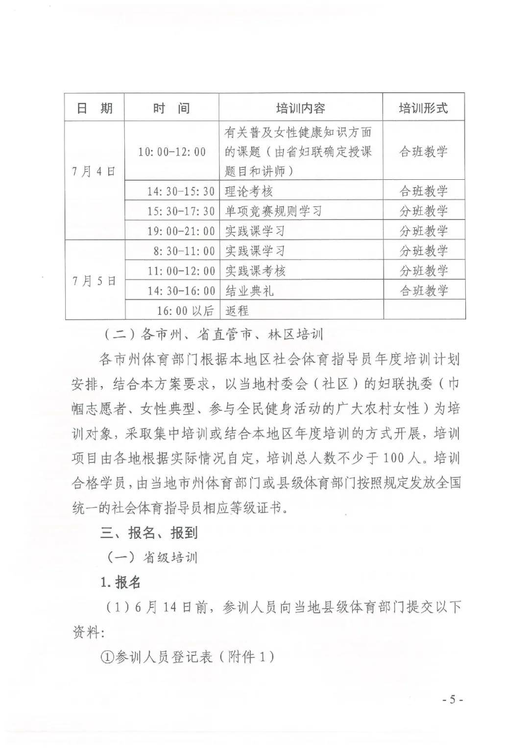 2024年湖北省“万村女性”社会体育指导员培训工作方案