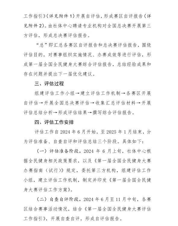 国家体育总局社体中心关于印发《第一届全国全民健身大赛评估工作方案》的通知