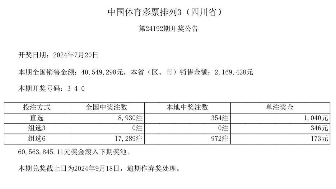 中国体育彩票7月19日开奖结果