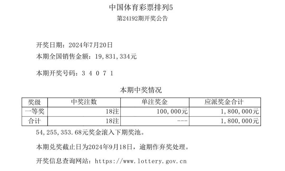 中国体育彩票7月19日开奖结果